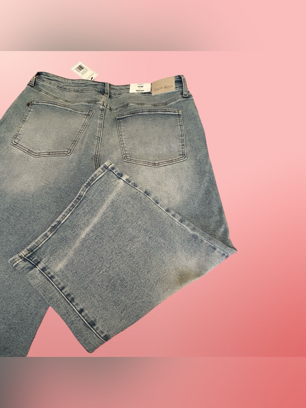 NWT! JUDY BLUE,WIDE CROP MED. BLUE JEANS IN PLUS SIZE 18W. MID RISE,FINISHED HEM - Picture 4 of 16